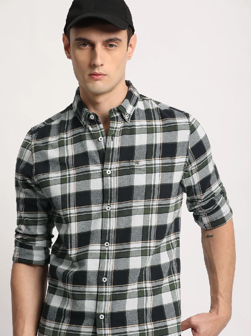 Men's Multicolor Casual Checked Slim Fit Shirt