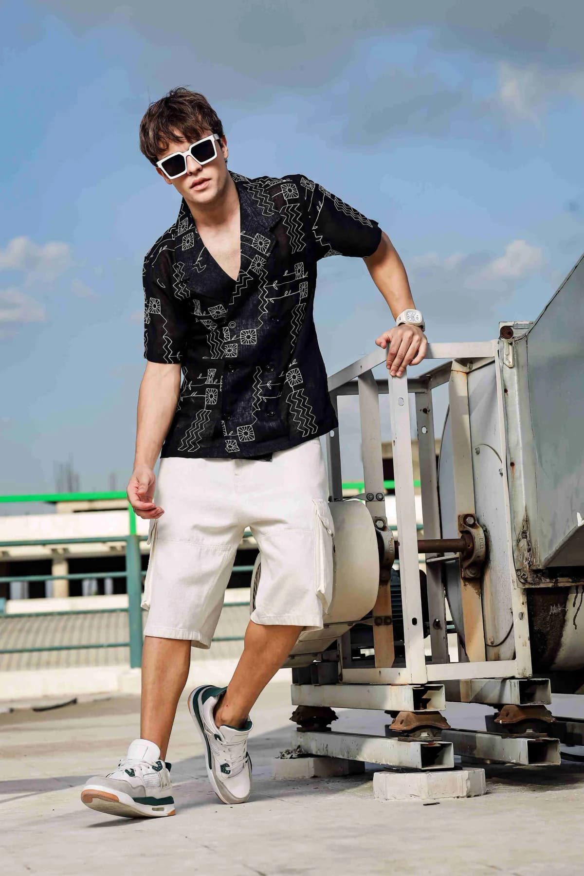 Unisex Black Casual Oversized Fit Shirt