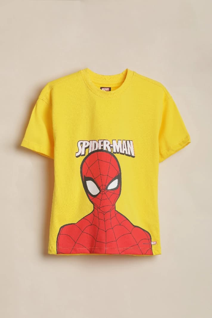 Boys Yellow Casual Printed Regular Fit Tshirt