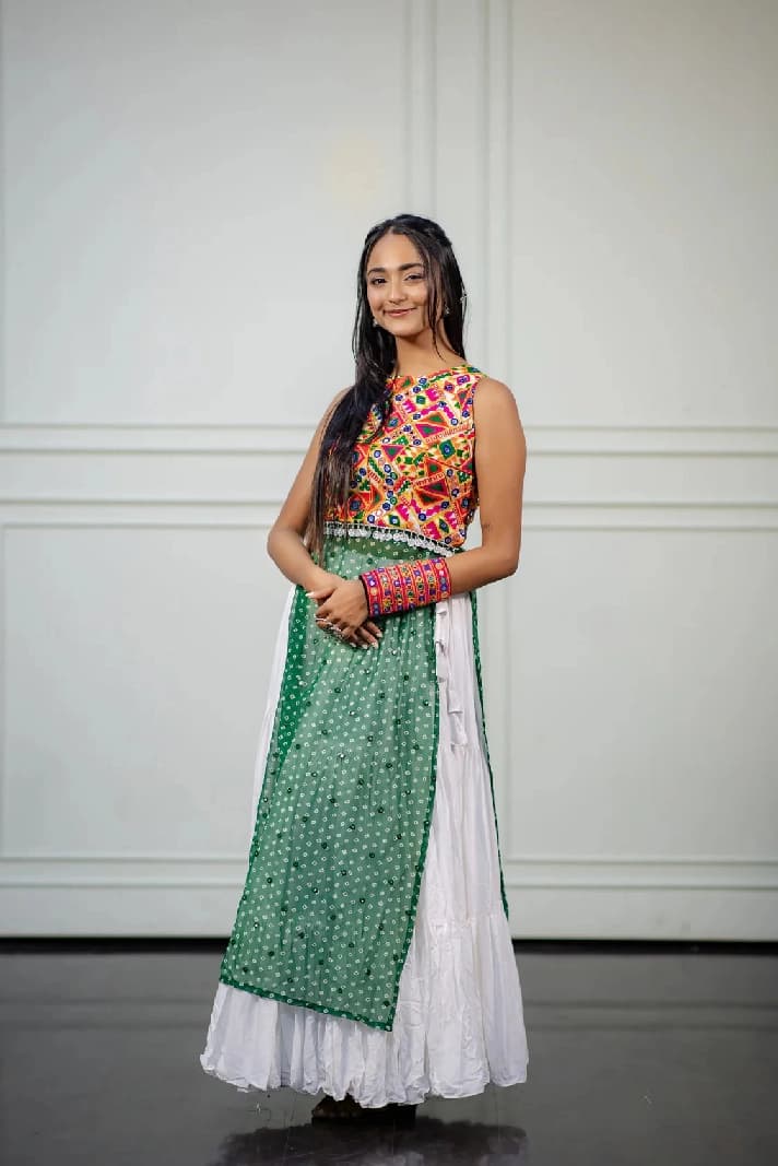 Women's Green Festive Kurti