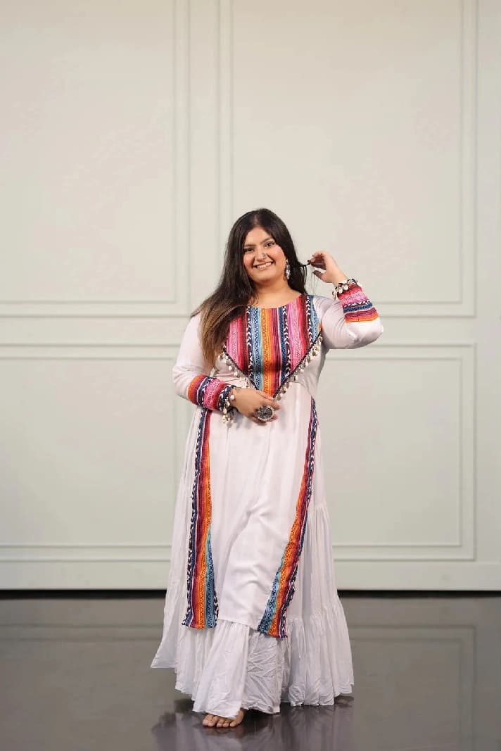Women's White Festive Kurti