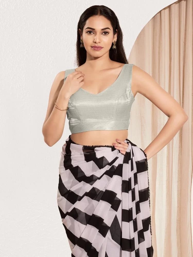 Women's Silver Festive Regular Fit Blouse