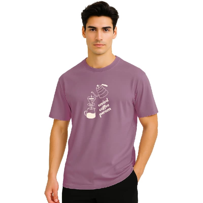 Men's Purple Casual Printed Regular Fit Tshirt