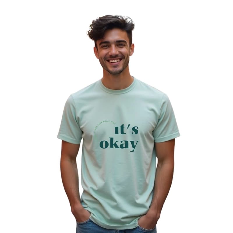 Men's Green Casual Printed Regular Fit Tshirt