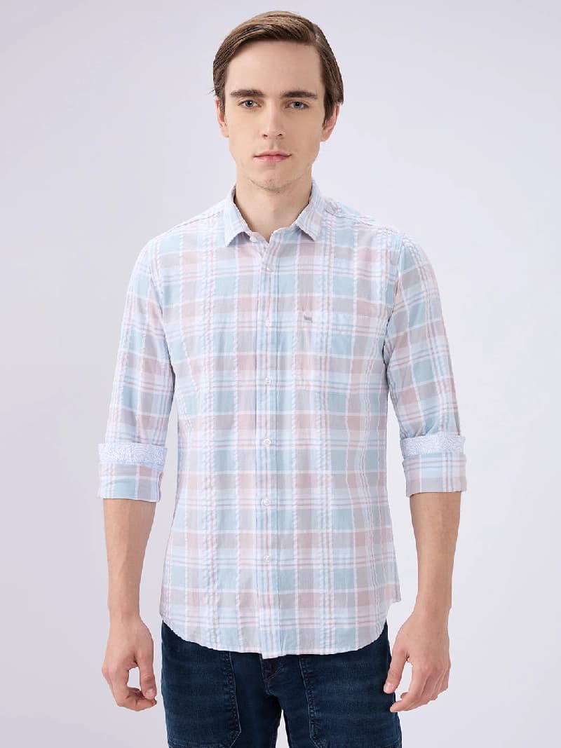 Men's Multicolor Casual Checked Slim Fit Shirt
