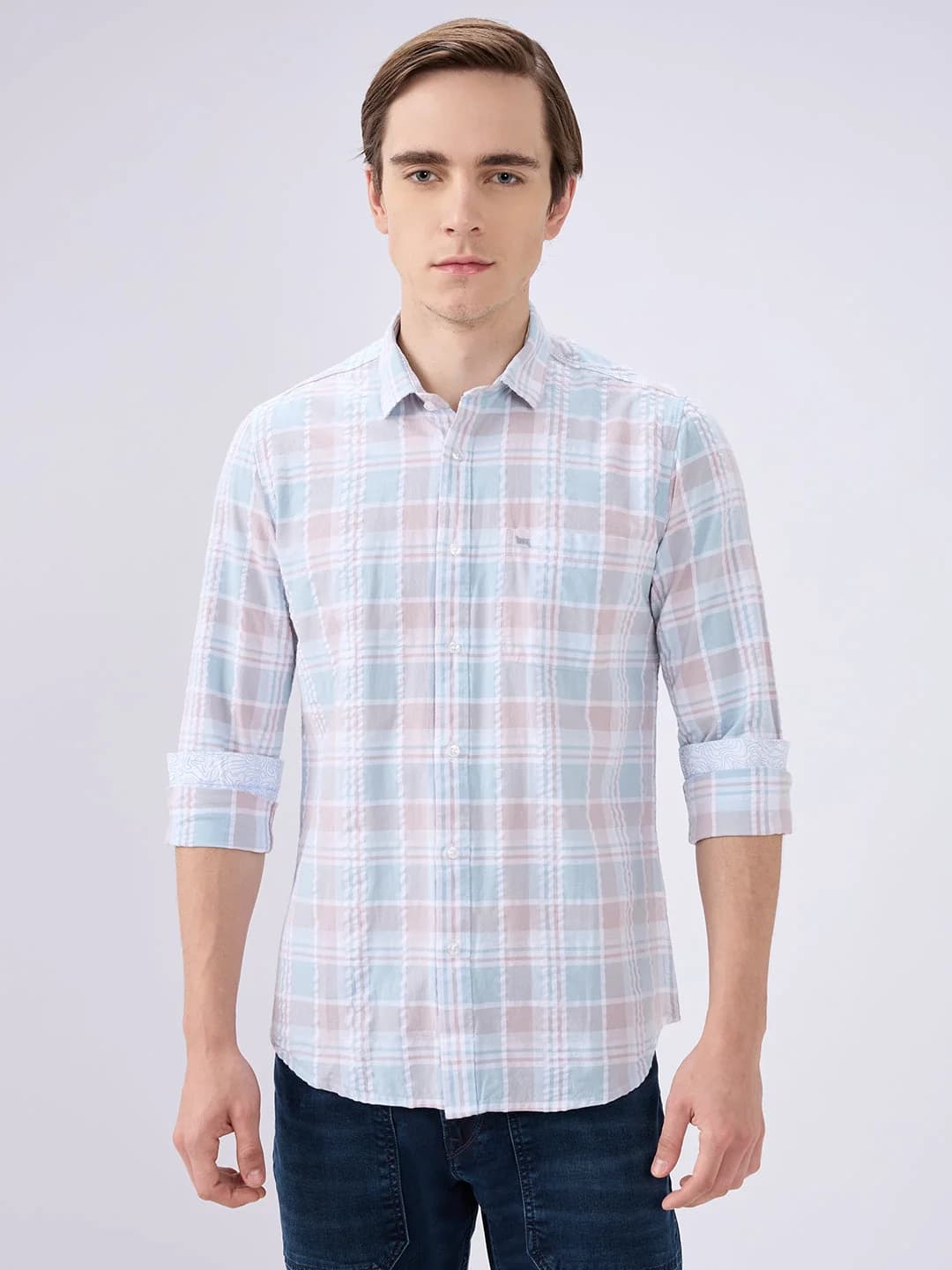 Men's Multicolor Casual Checked Slim Fit Cotton Shirt