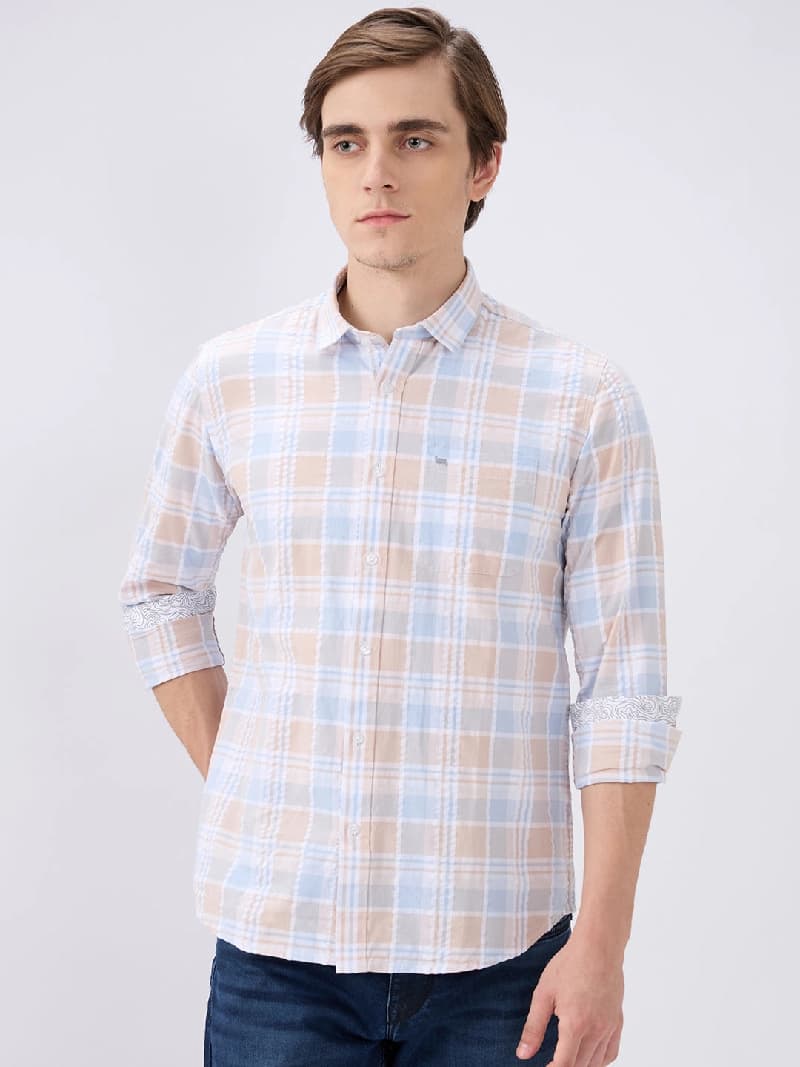 Men's Multicolor Casual Checked Slim Fit Shirt