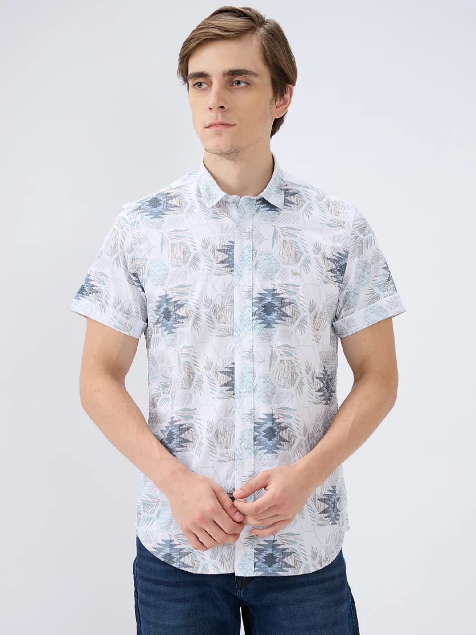 Men's Multicolor Casual Printed Slim Fit Cotton Shirt