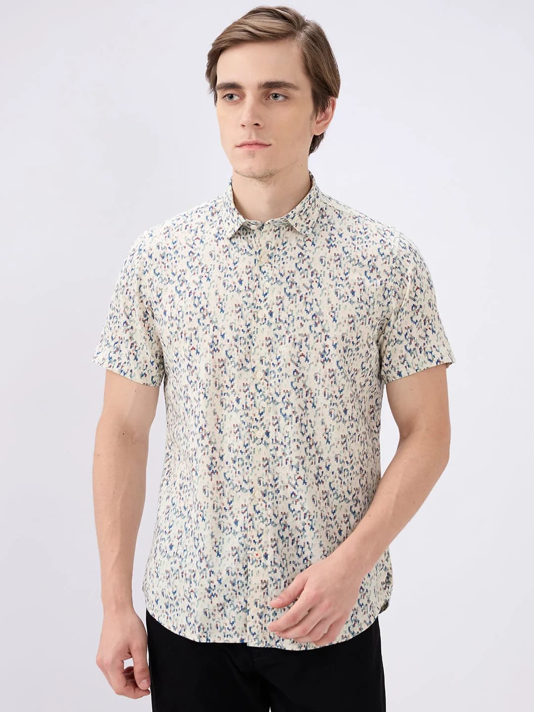 Men's Multicolor Casual Printed Slim Fit Cotton Shirt
