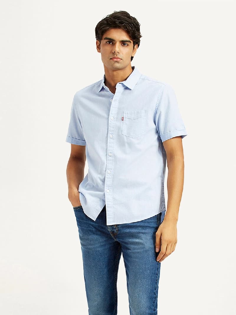 Men's Blue Casual Slim Fit Shirt