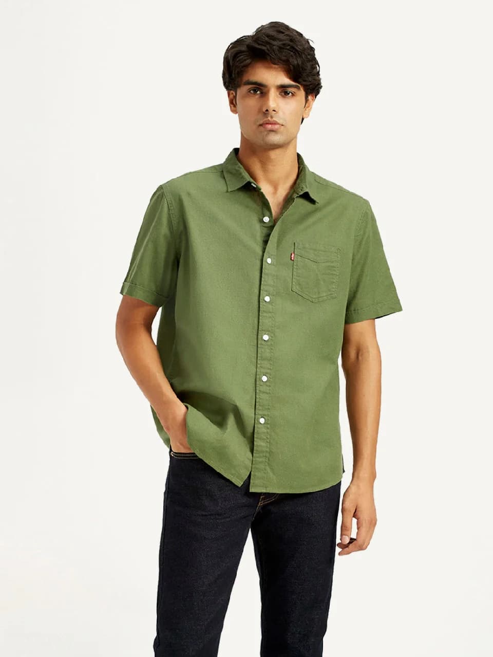 Men's Green Casual Regular Fit Cotton Shirt