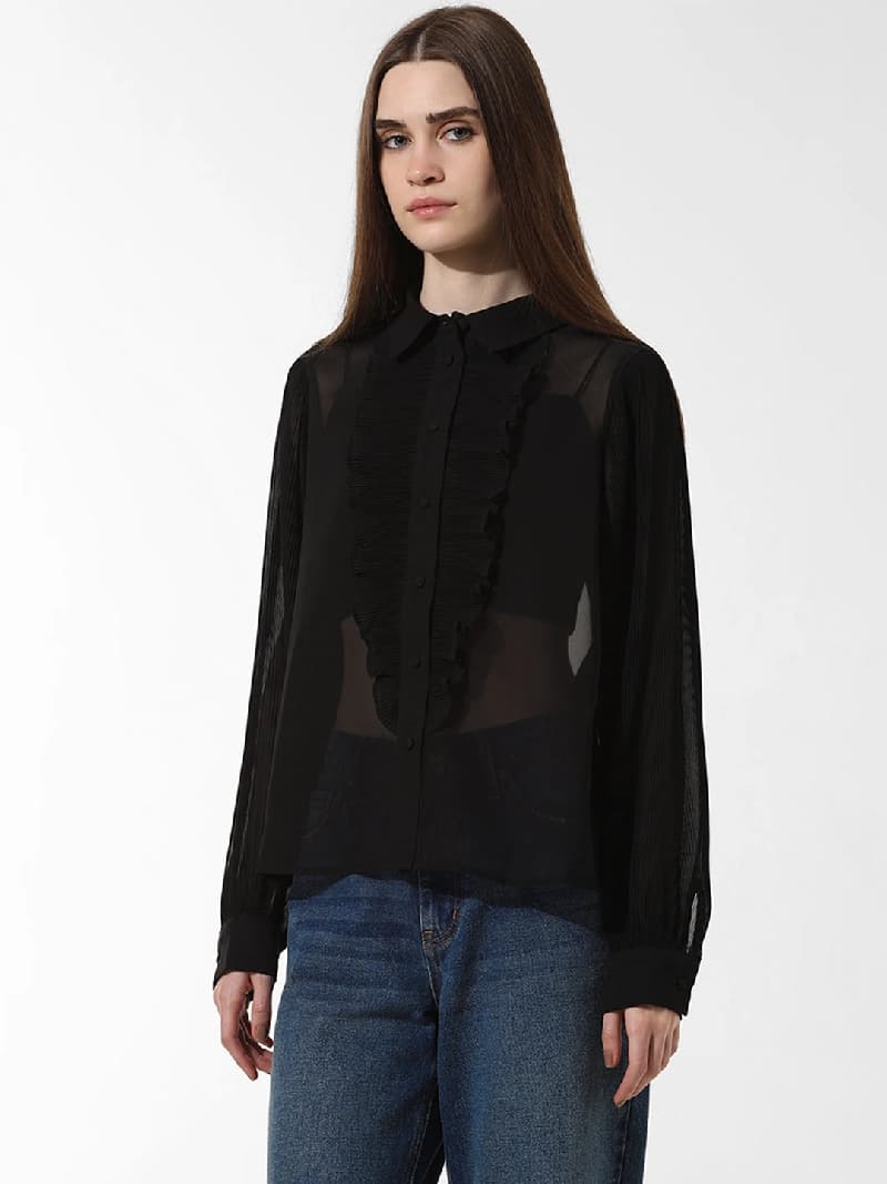 Women's Black Casual Solid Shirt