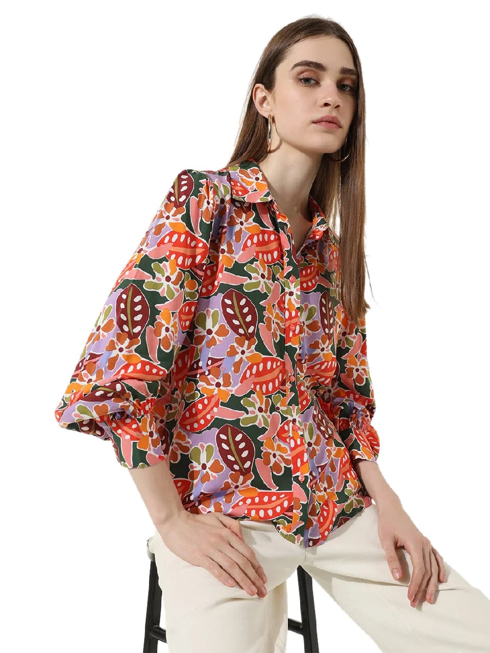 Women's Pink Casual Printed Shirt