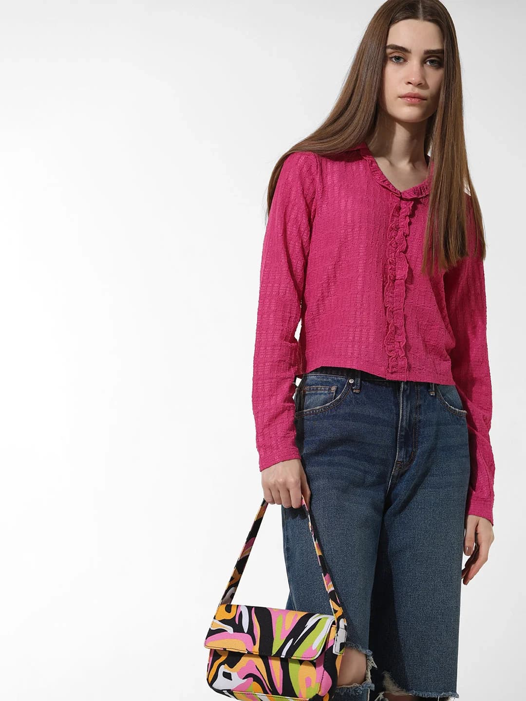 Women's Pink Casual Solid Top