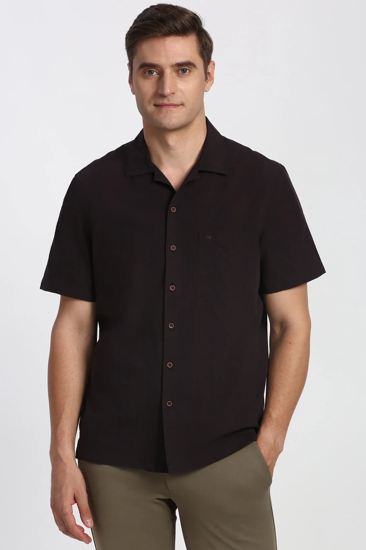 Men's Black Casual Regular Fit Cotton Shirt