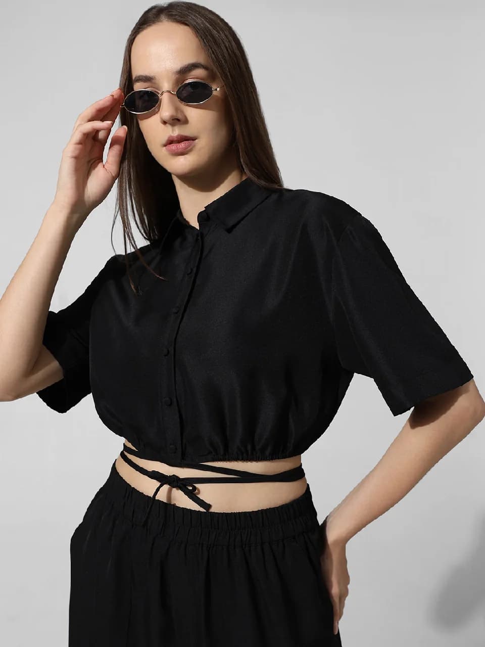 Women's Black Casual Solid Top