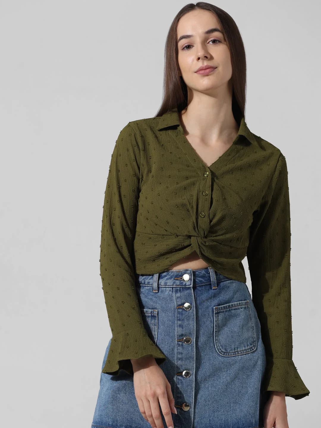 Women's Green Casual Solid Shirt