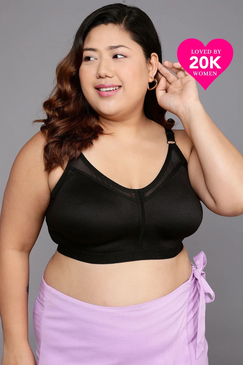 Women's Black Solid Cotton Bra
