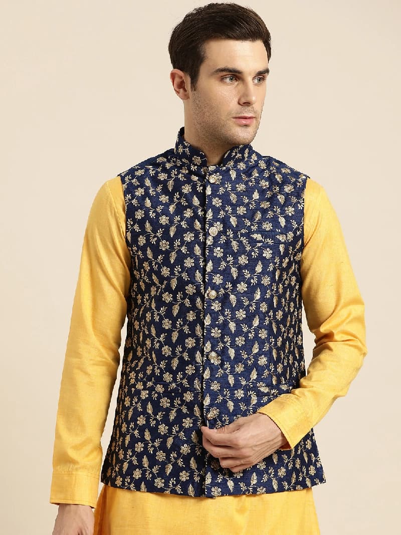 Men's Blue Casual Nehru Jacket