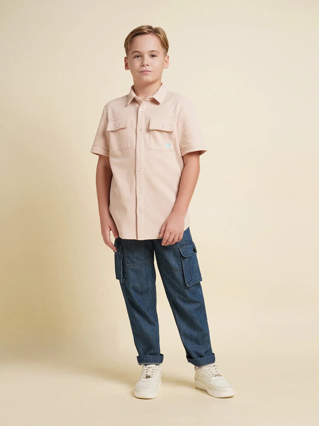 Boys Pink Casual Regular Fit Shirt