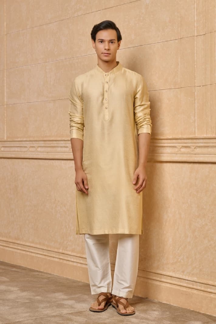 Men's Beige Festive Kurta Set
