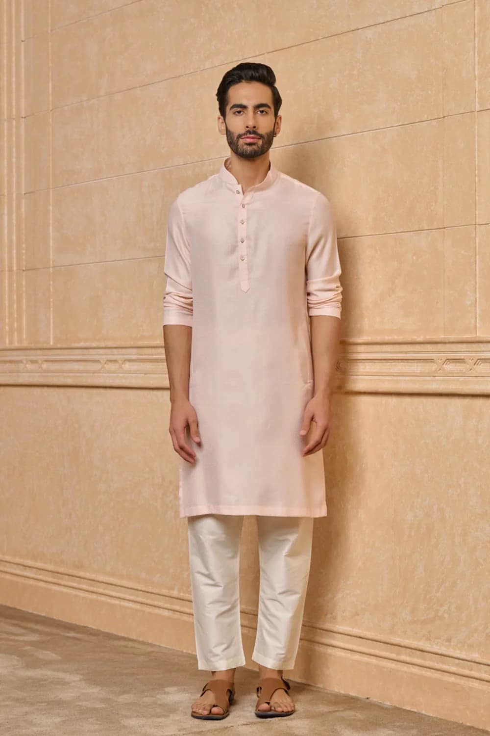 Men's Beige Festive Kurta Set