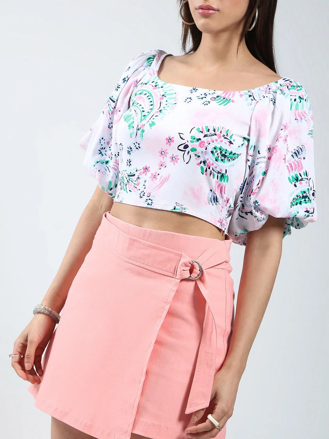 Women's White Casual Printed Top