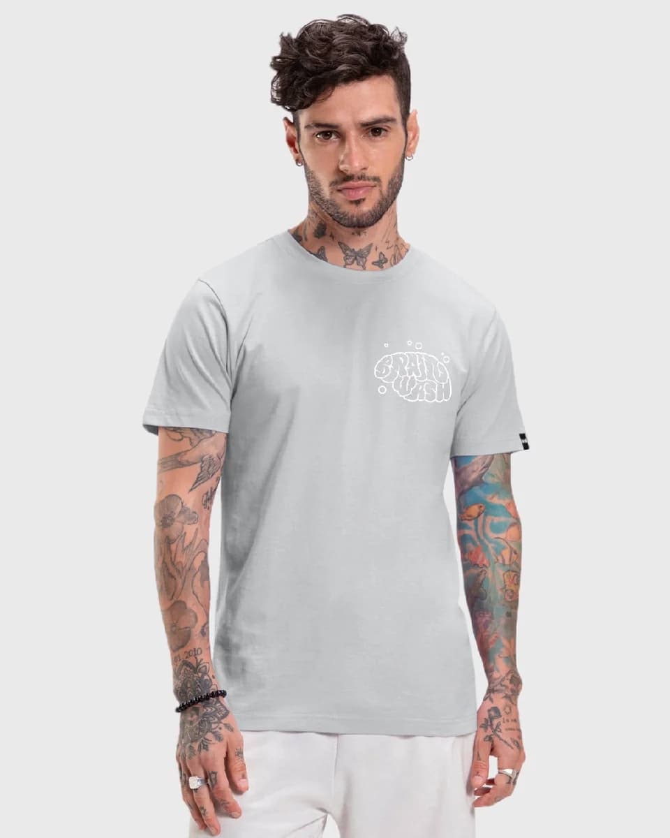 Men's Grey Casual Printed Regular Fit Tshirt
