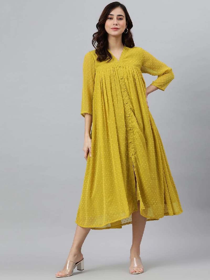 Women's Yellow Casual Kurta