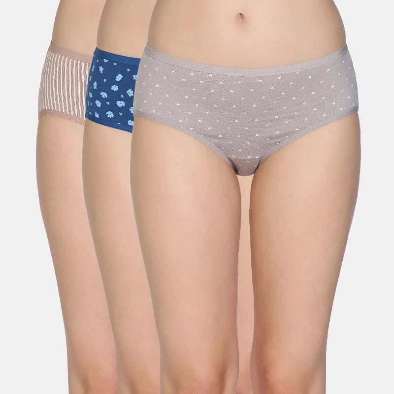 Women's Multicolor Medium Rise Full Coverage Hipster Panty - Set of 3