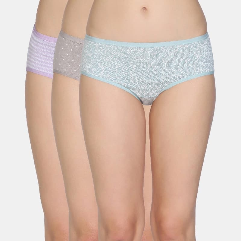 Women's Multicolor Medium Rise Full Coverage Hipster Panty - Set of 3