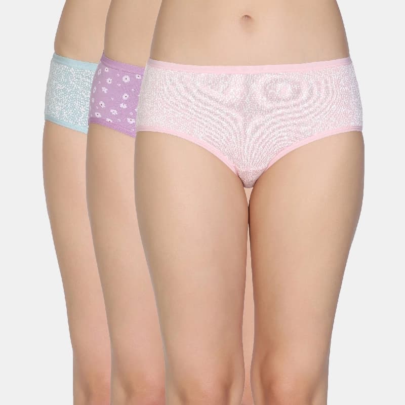Women's Multicolor Medium Rise Full Coverage Hipster Panty - Set of 3