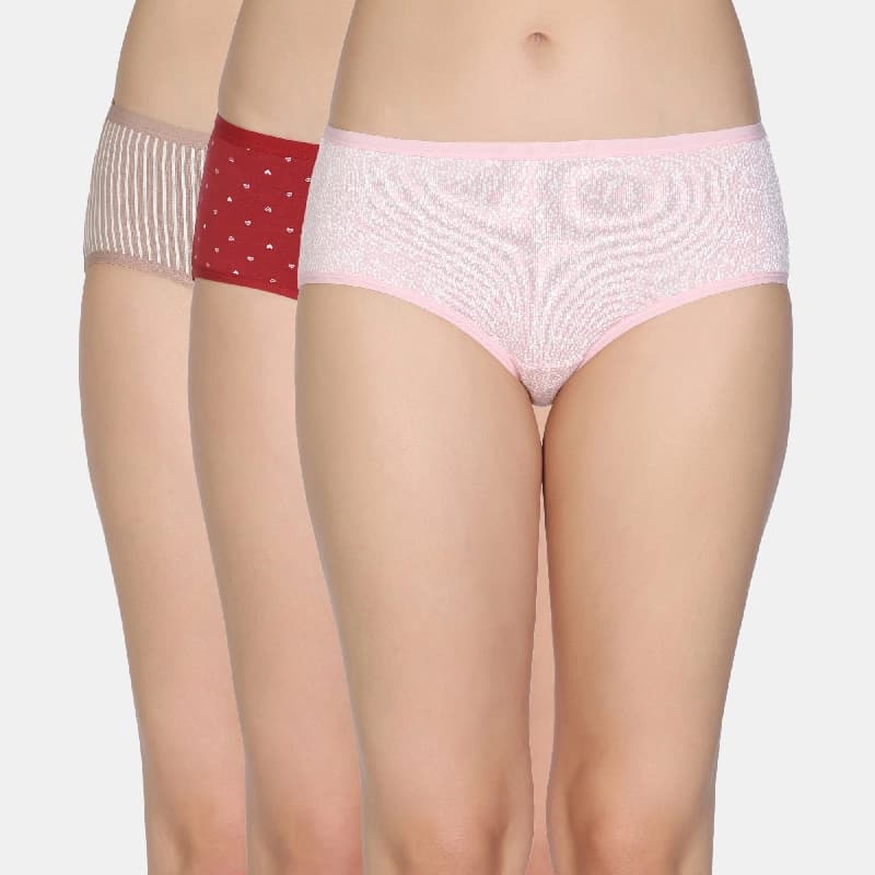 Women's Multicolor Medium Rise Full Coverage Hipster Panty - Set of 3