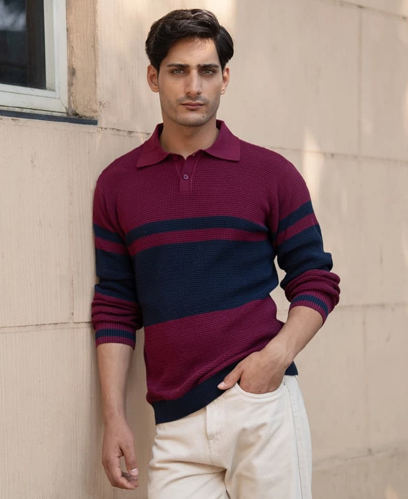 Men's Multicolor Casual Striped Regular Fit Sweater