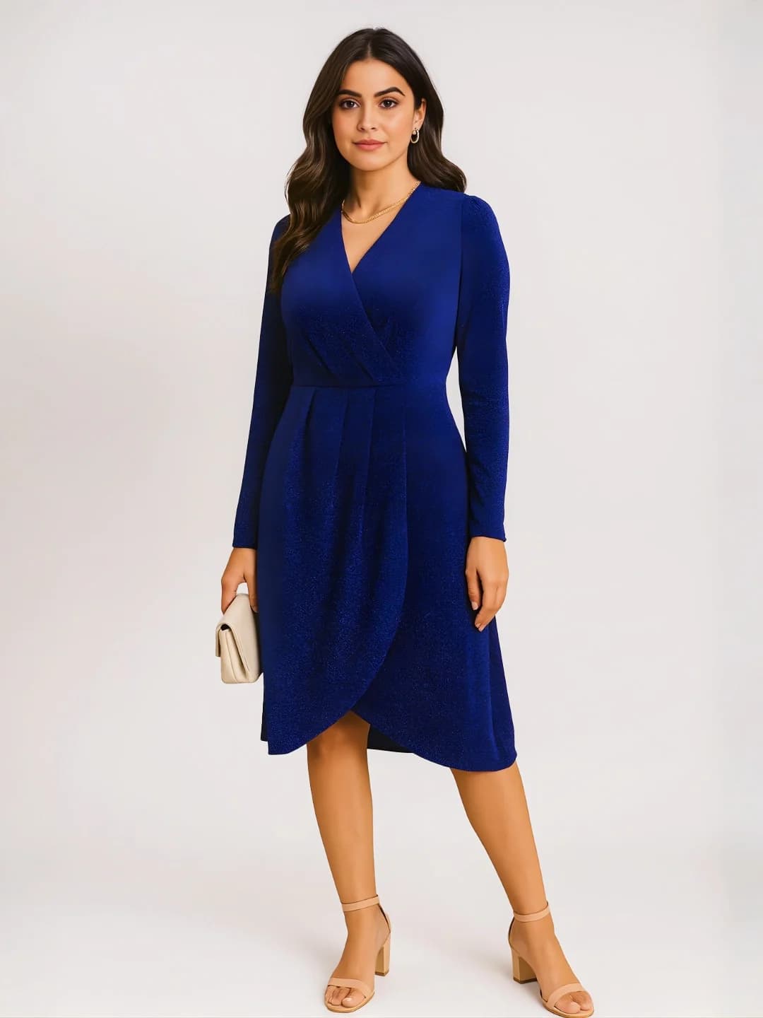 Women's Blue Festive Solid Dress
