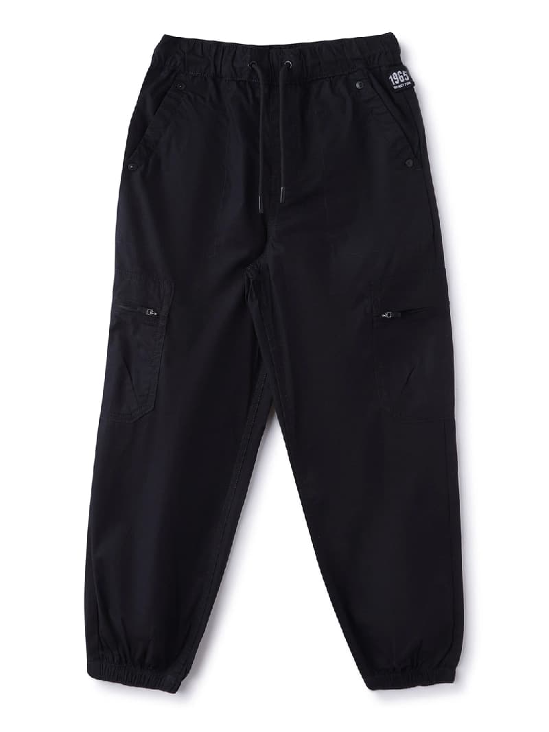 Boys Black Casual Low Rise Light Weight Utility Packable Joggers