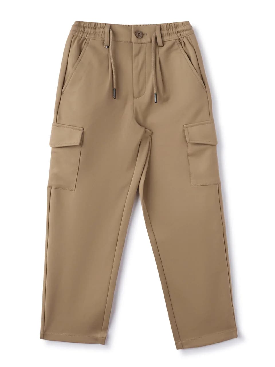 Boys Beige Casual Low Rise Knit Pockets Pull on Cargos