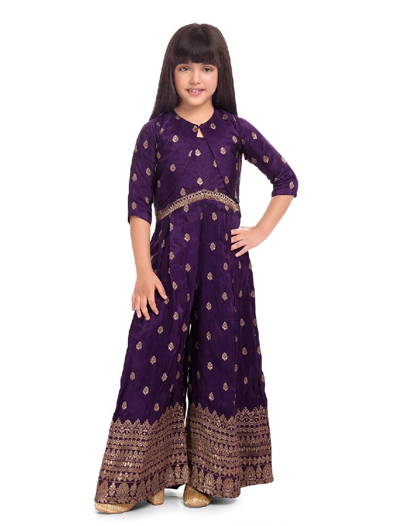 Girls Purple Colored Skirt Top Set
