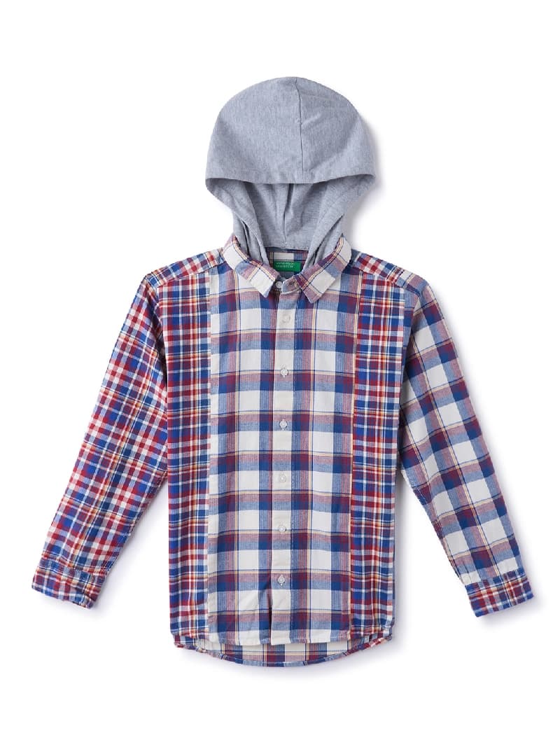 Boys Multicolor Casual Regular Fit Checked Full Sleeves Shirt
