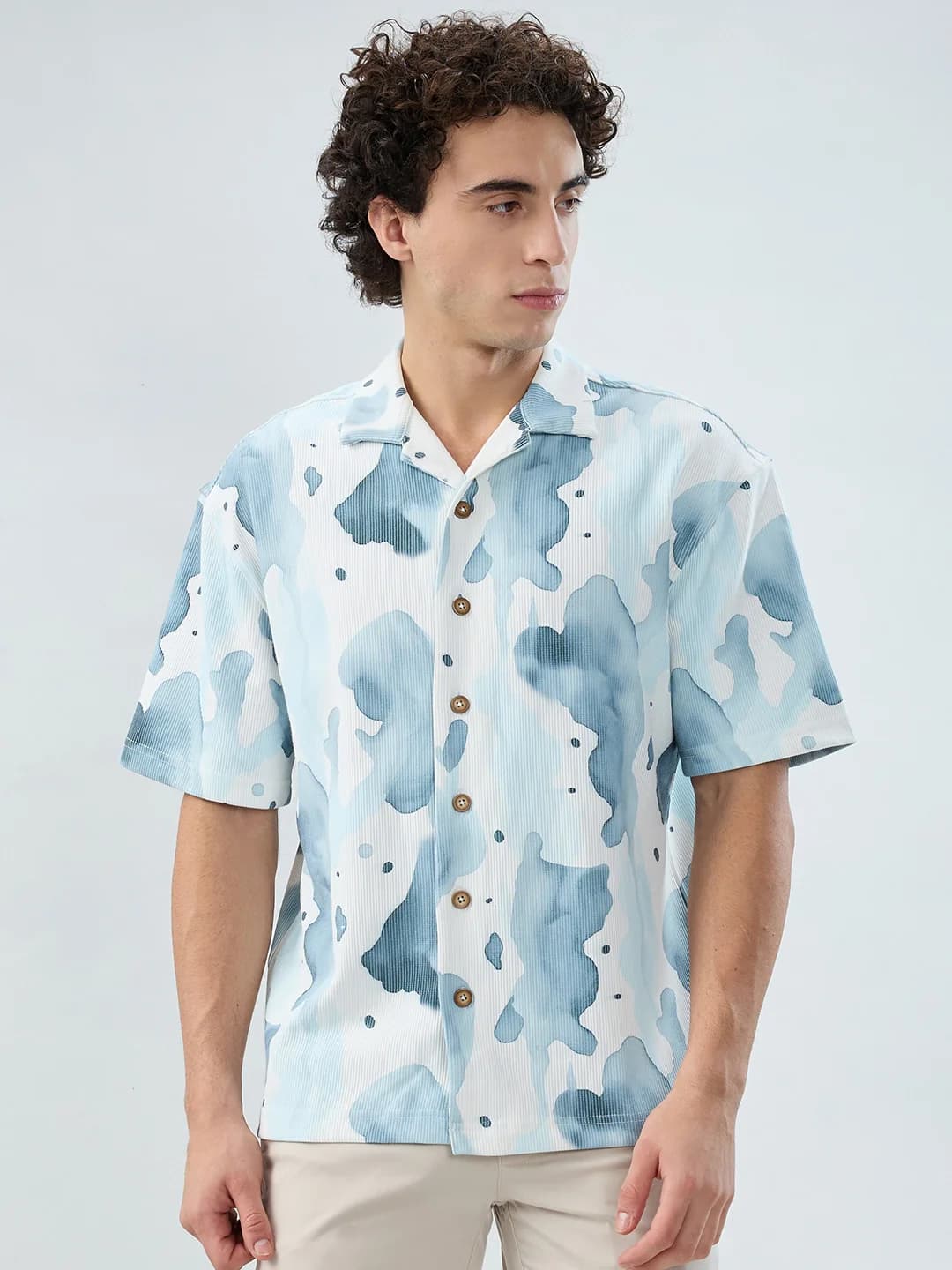 Men's Multicolor Casual Printed Oversized Fit Cotton Shirt
