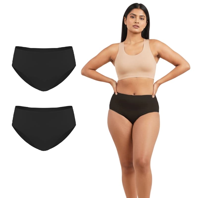Women's Black Every Day Medium Coverage Solid Panty - (Pack of 2)