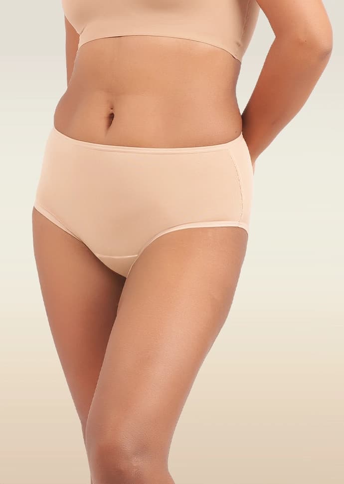 Women's Beige Every Day Medium Coverage Solid Panty