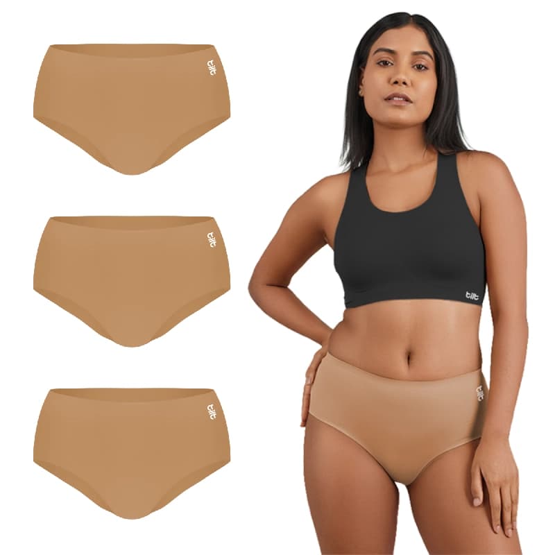 Women's Beige Every Day Medium Coverage Solid Panty - (Pack of 2)