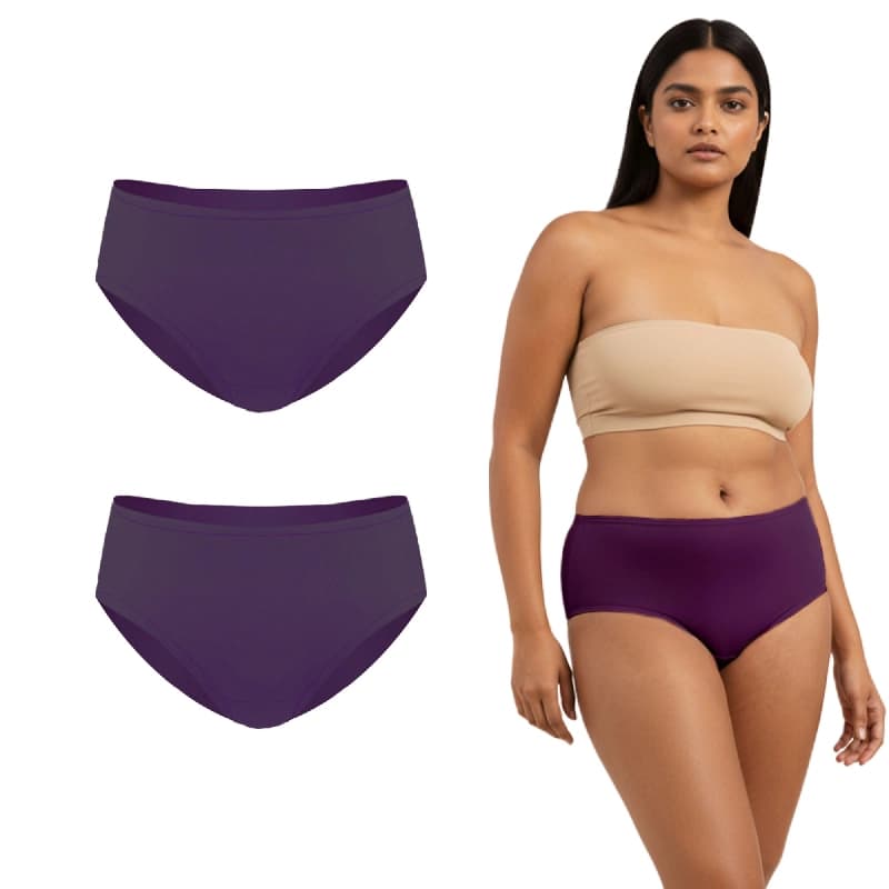 Women's Purple Every Day Medium Coverage Solid Panty - (Pack of 2)