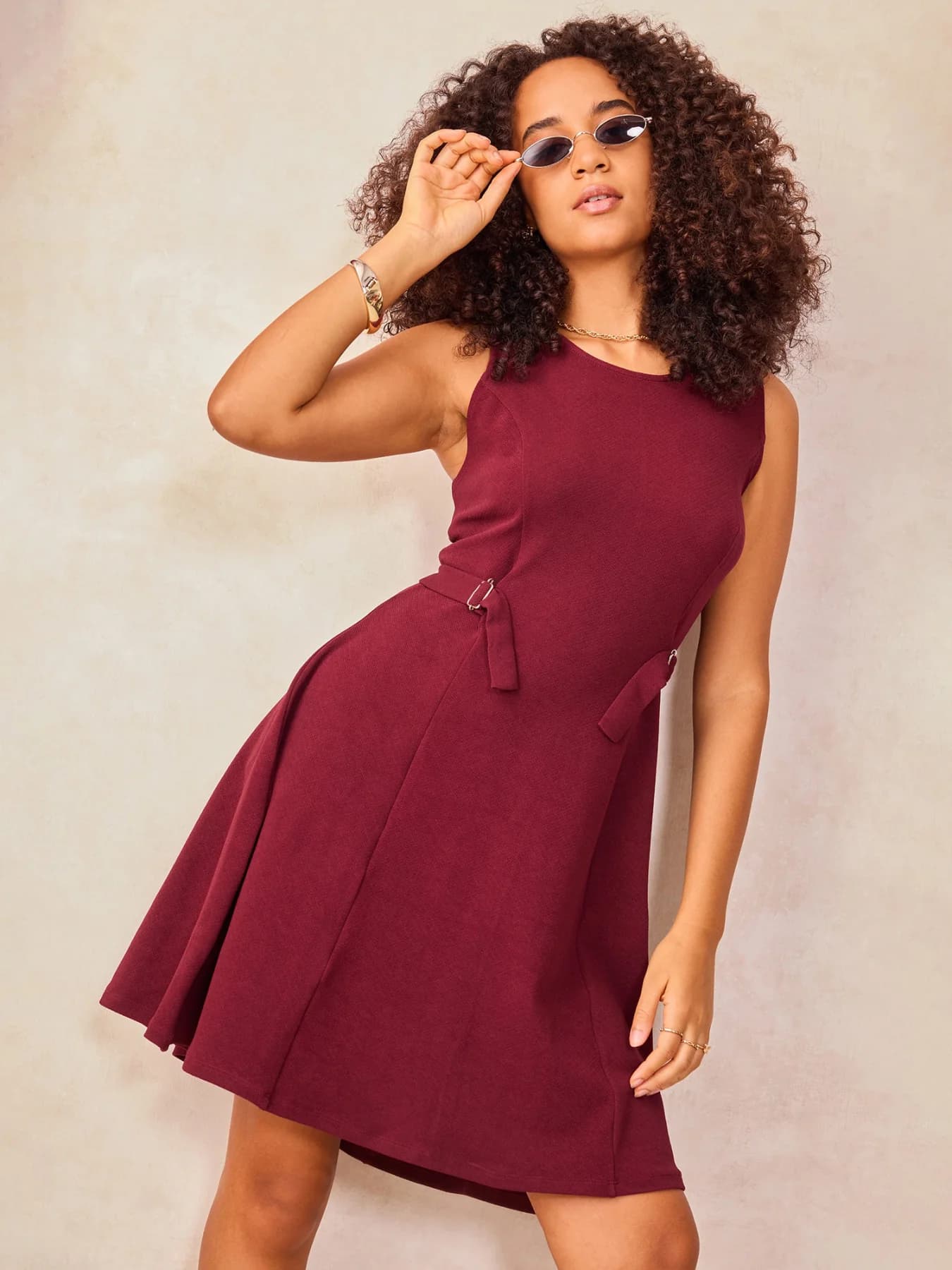 Women's Red Casual Solid Regular Fit Dress
