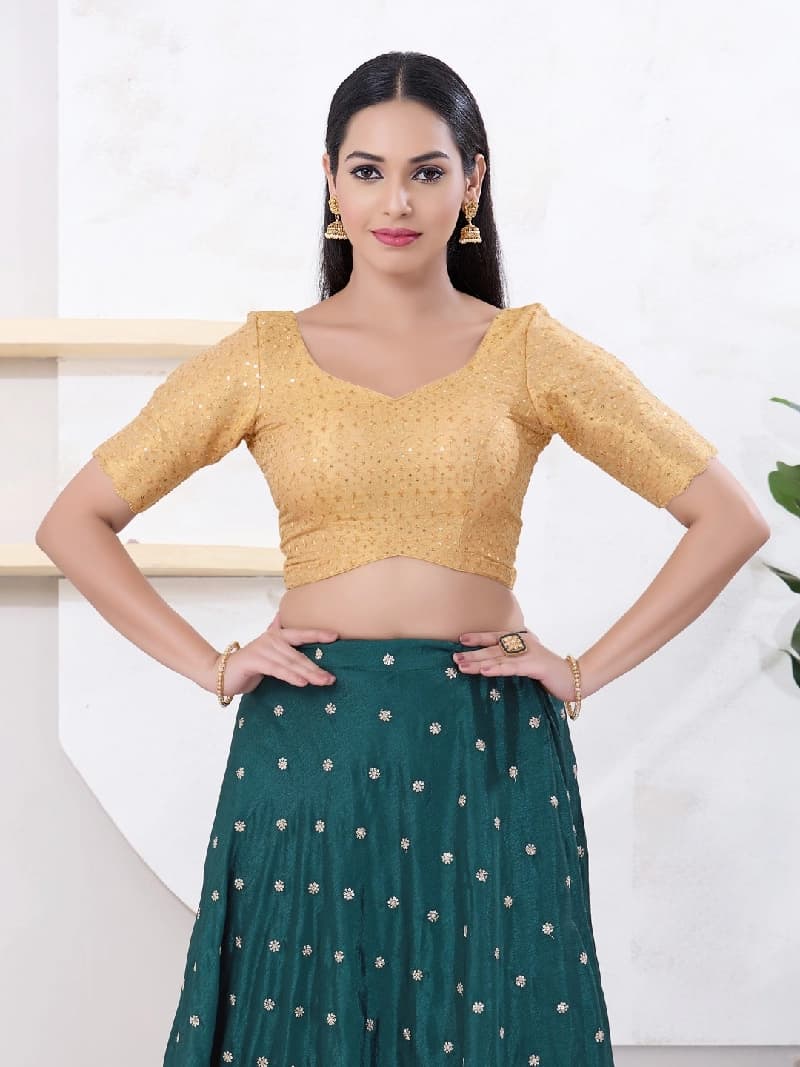 Women's Gold Festive Solid Regular Fit Blouse