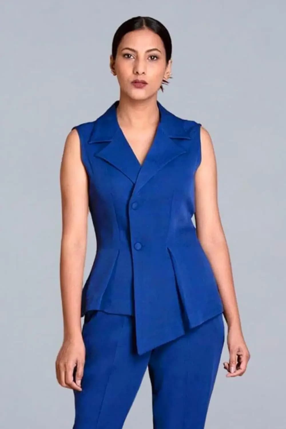 Women's Blue Casual Solid Regular Fit Top