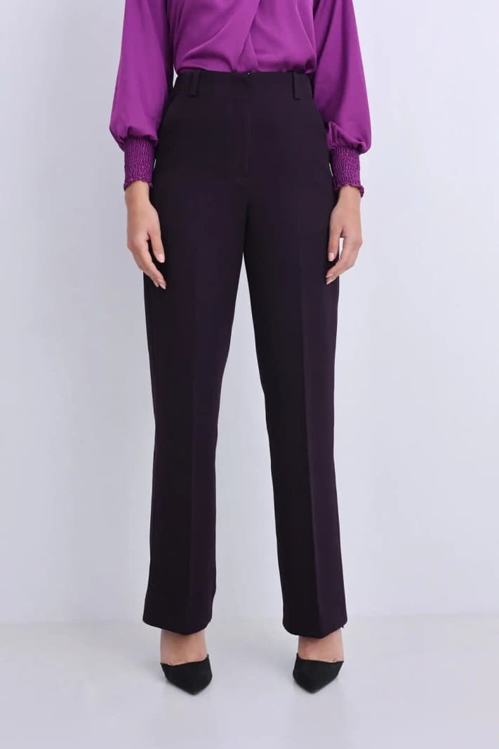 Women's Purple Formal Solid Straight Fit Trouser