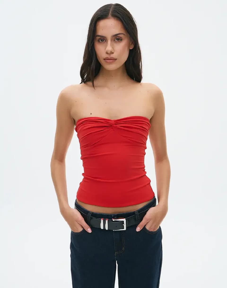 Women's Red Casual Solid Regular Fit Top