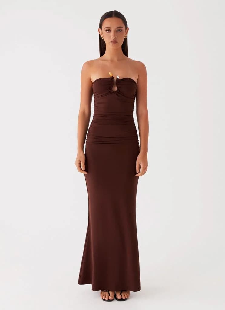 Women's Brown Casual Solid Skinny Fit Dress